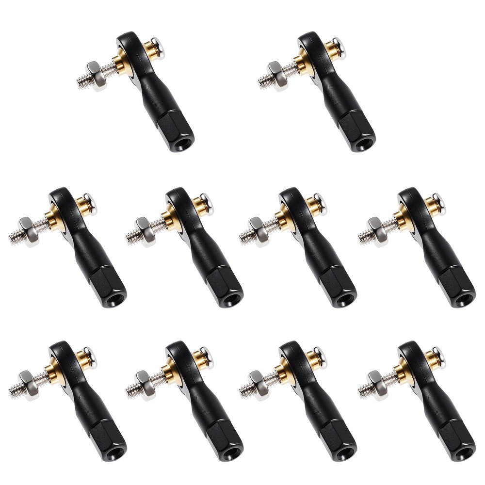 FOCMKEAS 10 Pcs Lever Steering Linkage Tie Rod End Ball Head End, M2 2.0xL19mm Tie Rod End Ball Head Holder, Double Protrusion Thread Ball Joint with M2 Screws for RC Model Car Boat Airplane Black