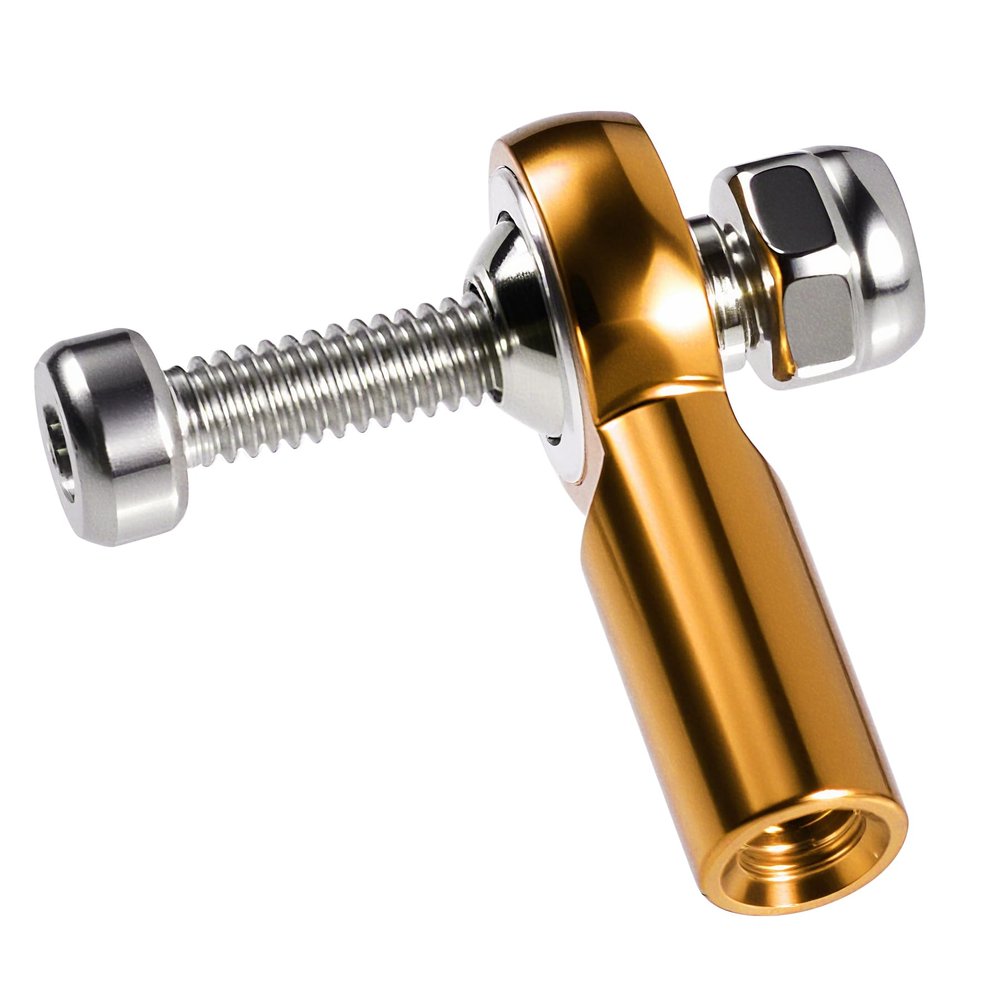 FOCMKEAS Lever Steering Linkage Tie Rod End Ball Head End, M2 2.0xL15mm Tie Rod End Ball Head Holder, Aluminum Thread Ball Joint with M2 Screws for RC Model Car Boat Airplane Gold