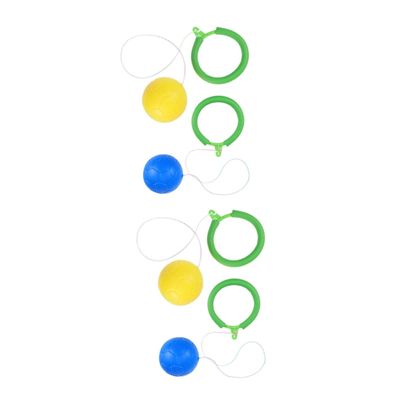 Abaodam 2sets Jumping Ring Ball Fun One Legged Jumping Balls for Fitness and Coordination Soft Safe Material for Indoor and Random Color 2pcs*2