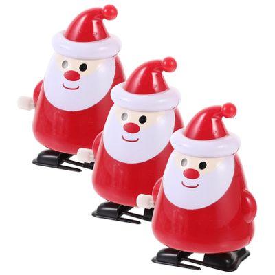 Cabilock 3pcs Christmas Wind-up Toys Funny Clockwork Decorative Toys for Holiday Fun for Stocking Stuffers and Goody Bags Cute Santa Design for Ages