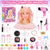 41PCS Deluxe Makeup Doll head for Girl Kid, Hair Head Styling Salon Doll Toy, Pretend Play Hair Styling Kit With Hairdryer Curling Iron Eye Shadow Powder Hair Clip Set Birthday Gift for 8+ Child view 3