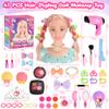 Ylpaprm 41PCS Deluxe Hair Styling Doll Head Makeup for Girl Kid, Pretend Play Doll with Hair Salon Toy Beauty Stylist with Crown Hairdryer Curling Iron Hairpins Powder Lipstick Kit Birthday for Girl view 3