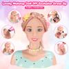 Ylpaprm 41PCS Deluxe Hair Styling Doll Head Makeup for Girl Kid, Pretend Play Doll with Hair Salon Toy Beauty Stylist with Crown Hairdryer Curling Iron Hairpins Powder Lipstick Kit Birthday for Girl view 4