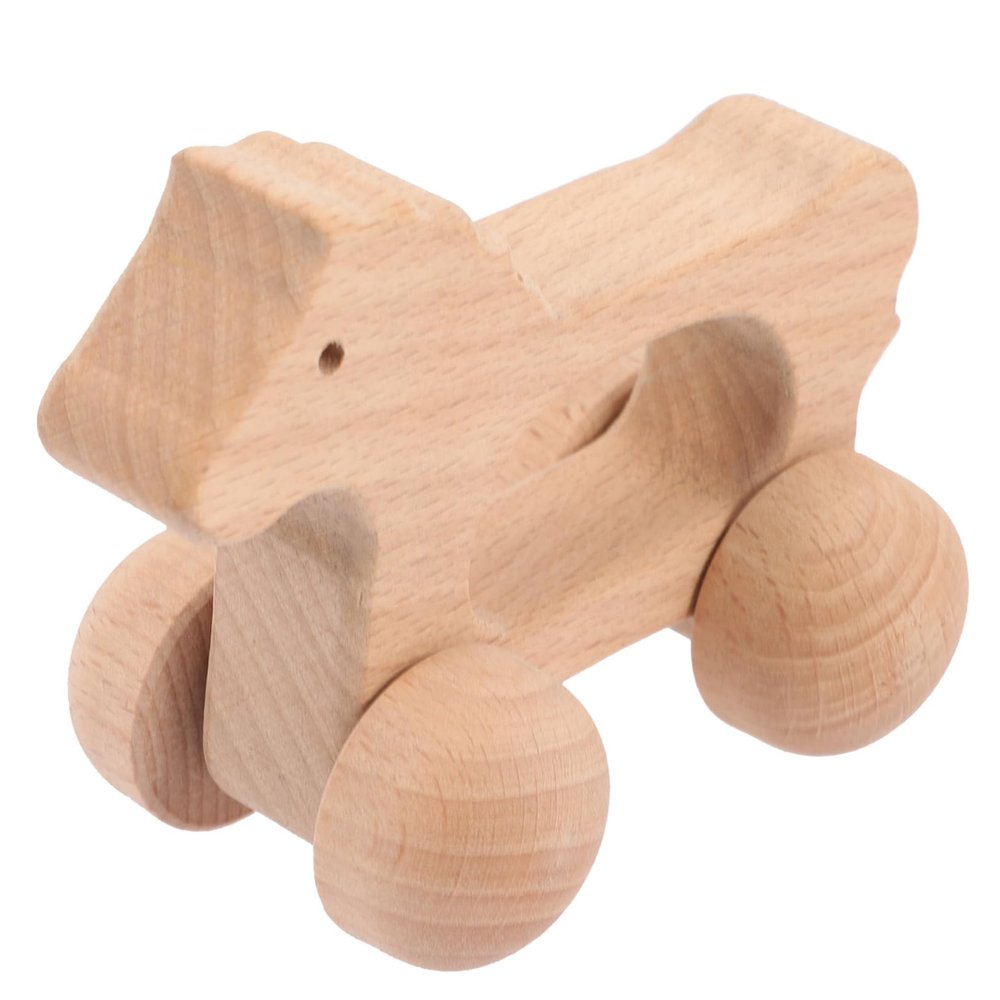 Toddmomy Wooden Grasping Car for Montessori Push Car with Wheels Safe and Vehicle for Grasping Sensory Play and Teething Relief