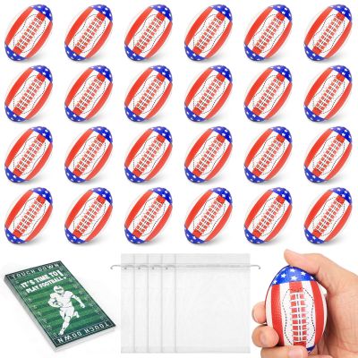 24 Pcs 3.3" Mini Football Stress Balls, Mini Foam Football for School Rewards, Superbowl Decoration Party Favor, Themed Party Supplies Decorations (24 Pcs)