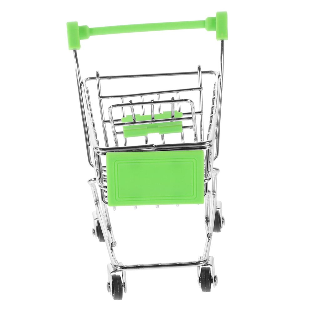 Veemoon Mini Shopping Cart Toy for Boys and Girls Tiny Iron Handcart Wheels Cute Decorative Storage Basket for Dolls Playroom and Use