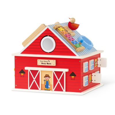 Monlurd Wooden Farm Activity Center for Toddlers 1-3, 12-in-1 Montessori Busy Board Sensory Play Center, Large Barn Activity Cube Toy for Baby Fine Motor Skills, Daycare & Preschool Learning