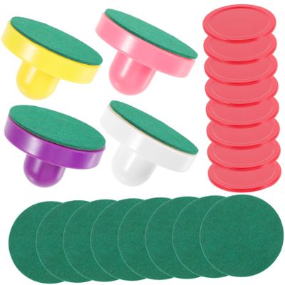 ARTSEWPLY Air Hockey Accessories Set 2 Plastic Paddles and 4 Ice Hockey Pucks for Game Table Replacement Parts for Family Fun
