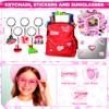160 Pcs Pink Girls Party Favors - Little Girl's Birthday Supplies Set with Heart Glasses Wristband Straws Bubble Sticker Keychain Hair Pin - Ideal Goodie Bag Stuffers for Kids (Trendy Party favors) view 4