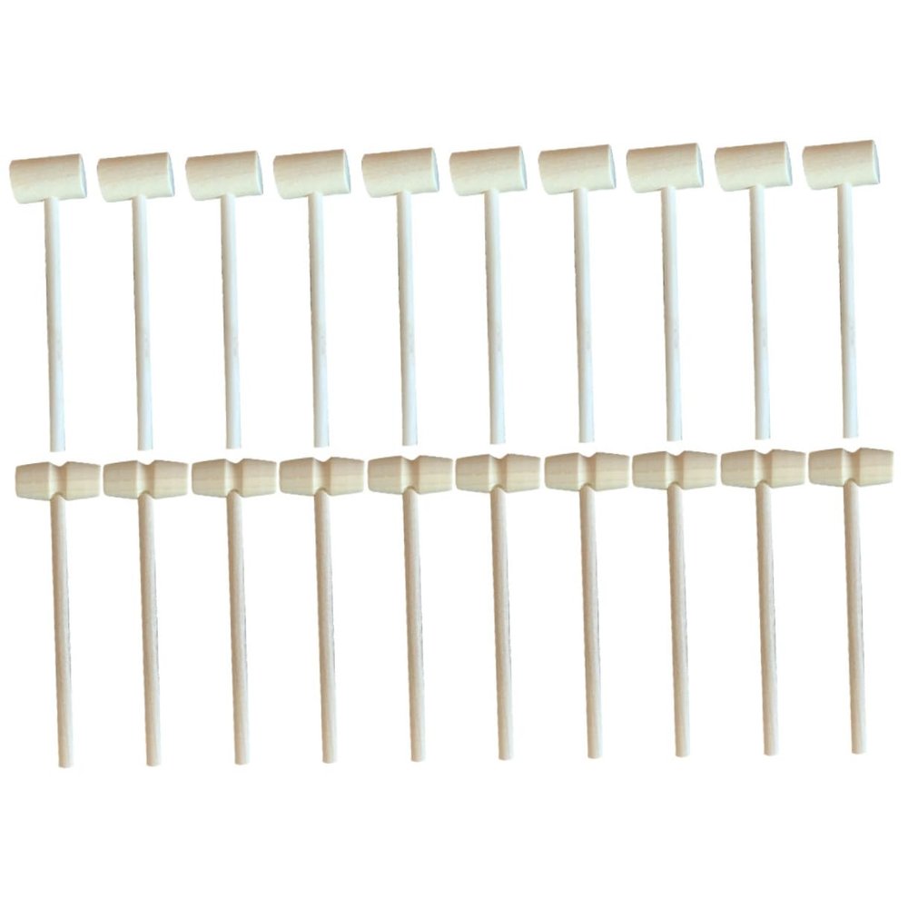 TOYANDONA 20pcs Mini Wooden Mallet Hammer for Boys and Girls Safe Natural Wood Craft Hammers for Pounding Toys and Cake Decorating Smooth for Easy Cleaning