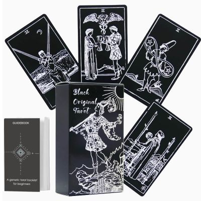 LINSINA Tarot Deck Card with Guidebook for Beginners,Tarot Cards with Meanings on Them,Fortune Telling Game Cards for Lover (Black)