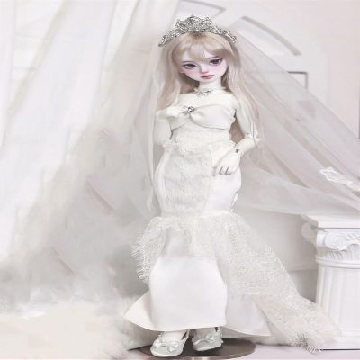 SssHam BJD Doll Clothes Wedding Dress Headdress Necklace for 1/3 1/4 BJD Doll Clothing Female Doll Miniatures Accessories (Doll Not Included)(1/4)