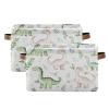 Kigai Dinosaur Storage Basket with Handles Waterproof Collapsible Storage Bin Canvas Fabric Basket Decorative Box Closet Organizer for Nursery Bedroom Office view 2