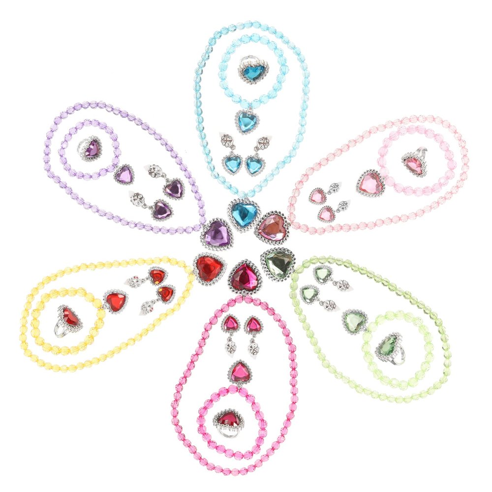 LIOOBO 6 Sets Jewelry for Necklaces Bracelets Earrings and Rings Birthday and Christmas Ages Delicate Safe Costume Jewelry