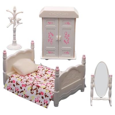 Abaodam 1set Miniature Bedroom Decor Set Realistic Dollhouse Furniture Wardrobe Bed for Landscape and Desktop Decoration for Mini House Projects