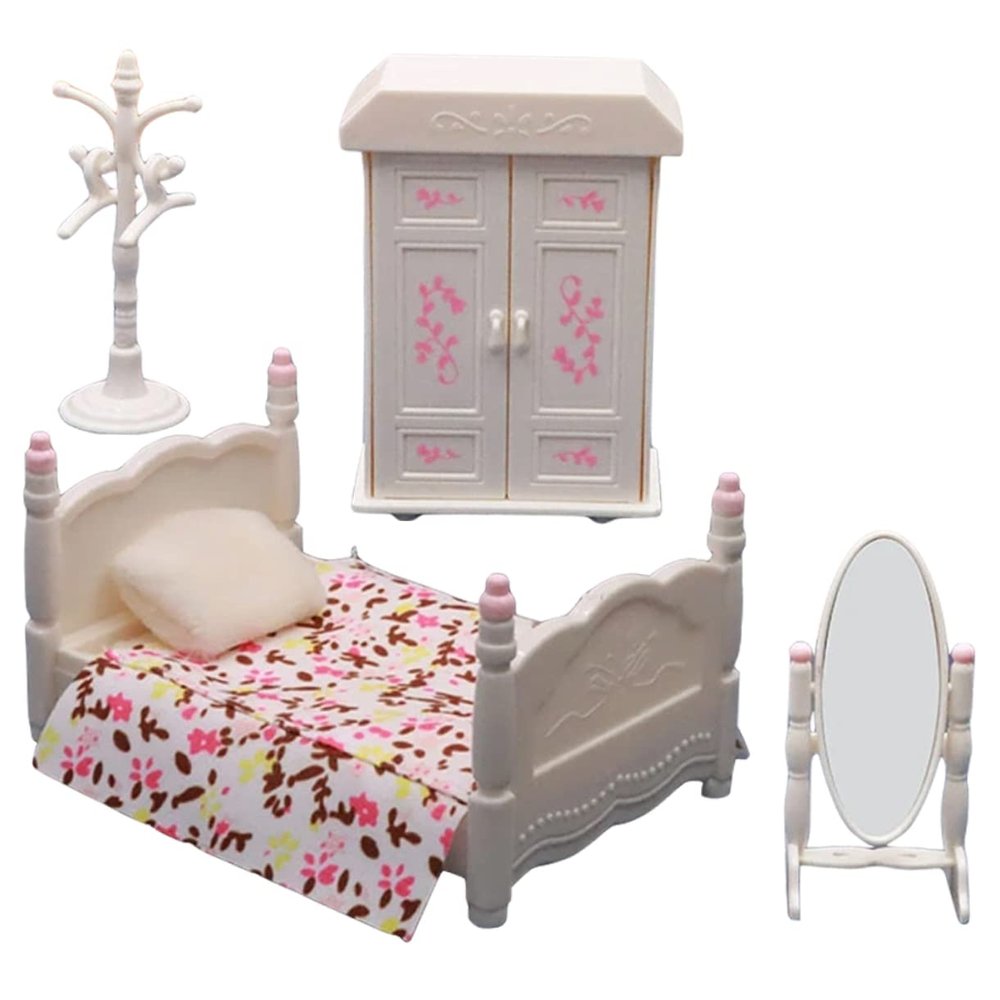 Abaodam 1set Miniature Bedroom Decor Set Realistic Dollhouse Furniture Wardrobe Bed for Landscape and Desktop Decoration for Mini House Projects