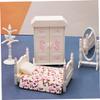 Abaodam 1set Miniature Bedroom Decor Set Realistic Dollhouse Furniture Wardrobe Bed for Landscape and Desktop Decoration for Mini House Projects view 3