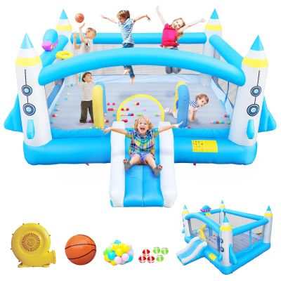 BKNROIHB Multifunctional Inflatable Bouncer for Kids with Blower - 198" x 180" Play Area - 96" Tall - Outdoor Family Fun