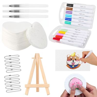 3D Magic Foam Texture Painting Kit, 3D Magic Foam Painting,Magical Puffy Paint Art,3D Drawing Magical Canvas Sponge, Including Brush Tip Acrylic Paint Markers, Easel, Paper, Chain (Heart)