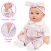 Ecore Fun 12" Baby Doll and Clothes Accessories Playset - 6 Pcs 12 Inch Doll with Pink Romper Outfit, Headband, Socks, Pacifier, Bottle | Gift Ready in Box view 4
