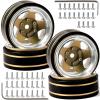 1.3 Beadlock Wheel Rim Aluminum Alloy Brass Negative Offset 1.3 Inches Wheel Hub Width 1.5cm OD 3.7cm Crawler Rims Fit for 1/18 1/24 TRX4M SCX24 FMS Ascent-18 RC Car Off Road Tire 4PcsBronze view 1