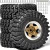 1.3 Beadlock Wheel Tires Set 70 * 26mm Aluminum Wheel Rims Super Large Soft Mud Terrain Off-Road Tires for 1/18 1/24 RC Crawler Car SCX24 Axial AX24 FMS FCX24 TRX4M Upgrade RC Car4 Pcs Blonze view 1