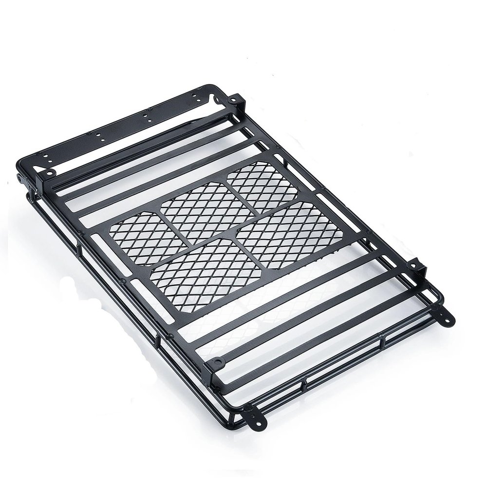 for Axial for SCX10 90046 for TRX4 1/10 RC Crawler RC Car Roof Rack Metal Luggage Carrier with Light Bar 232 * 153mm Rc Car Headlamps Lights(Roof Rack)