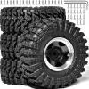 1.3 Beadlock Wheel Tires Set 70 * 26mm Aluminum Wheel Rims Super Large Soft Mud Terrain Off-Road Tires for 1/18 1/24 RC Crawler Car SCX24 Axial AX24 FMS FCX24 TRX4M Upgrade RC Car4 Pcs Black view 1