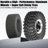 1.3 Beadlock Wheel Tires Set 70 * 26mm Aluminum Wheel Rims Super Large Soft Mud Terrain Off-Road Tires for 1/18 1/24 RC Crawler Car SCX24 Axial AX24 FMS FCX24 TRX4M Upgrade RC Car4 Pcs Black view 3