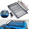 for Axial for SCX10 90046 for TRX4 1/10 RC Crawler RC Car Roof Rack Metal Luggage Carrier with Light Bar 232 * 153mm Rc Car Headlamps Lights(Roof Rack and Light) view 2