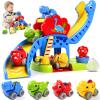 Marstone Toddler Toys 1 2 Year Old Boy Gifts: Dinosaur Slide with 4 Animal Cars Educational Baby Toys 12-18 Months, First 1st Birthday Gifts for Kids, Girls, Push Car Race Track for Toddlers 1-3 view 1