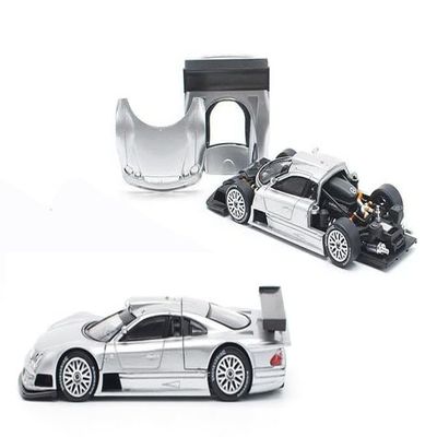 1:64 Scale Diecast Model Car Compatible with Pop Race Mercedes-Benz CLK AMG GTR (Silver) Street Version Limited Edition PR640158