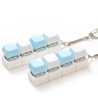 2 Pcs Keyboard Clicker Fidget Toy, Loud Keyboard Fidget Toy for Adult, 4 Keys Anxiety Toy Keyboard Keychain for Stress Relief Pass Time