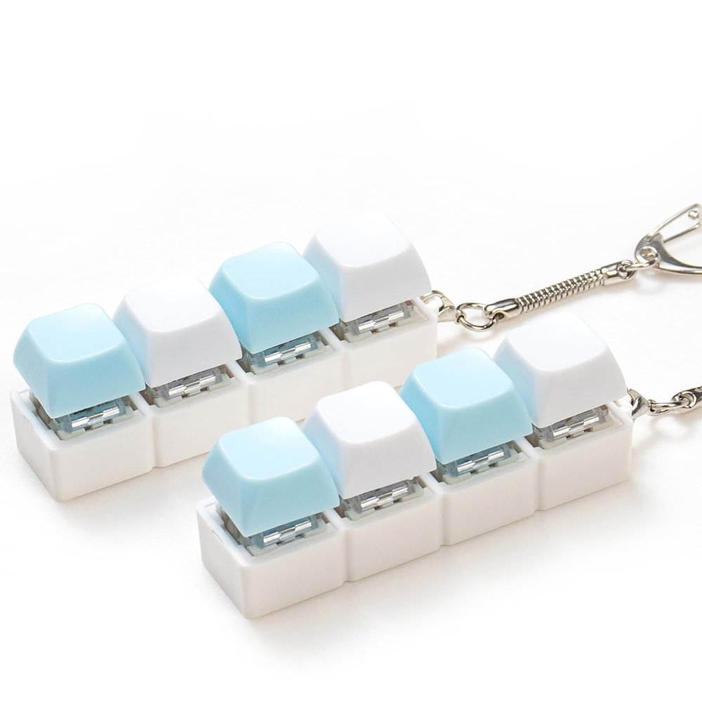 2 Pcs Keyboard Clicker Fidget Toy, Loud Keyboard Fidget Toy for Adult, 4 Keys Anxiety Toy Keyboard Keychain for Stress Relief Pass Time