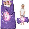 Personalized Toddler Nap Mat for Girls Custom Name Unicorn Sleeping Bag with Pillow & Blanket Soft & Portable for Daycare, Preschool & Kindergarten view 1