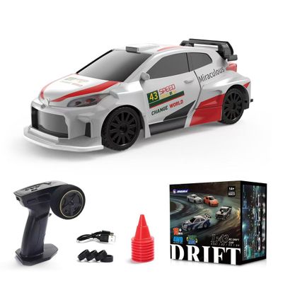 1/43 RC Drift Car, 3CH High Speed Remote Control Racing Vehicle, 15KM/H High Speed Rechargeable Car, Gift for Adults & Hobbyist (Gyro Version/Rally Red)