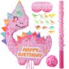 VinTS Pink Dinosaur Piata Kids Dino Piata with Blindfold Bat for Dinosaur Themed Party Game Girls Birthday Party School Activitives Dinosaur Birthday Decor(16.5x13x3.15in) view 1