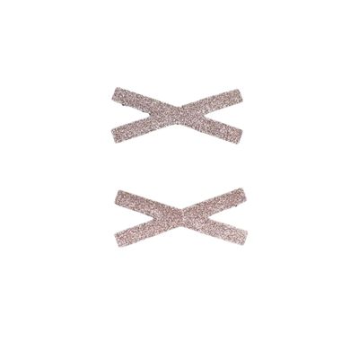 Kamipita Cross X Mini Type, 1.96 * 0.82inches, 2-Pack, Non-Stain Hair Clips, Hairpins (Plain Champagne)