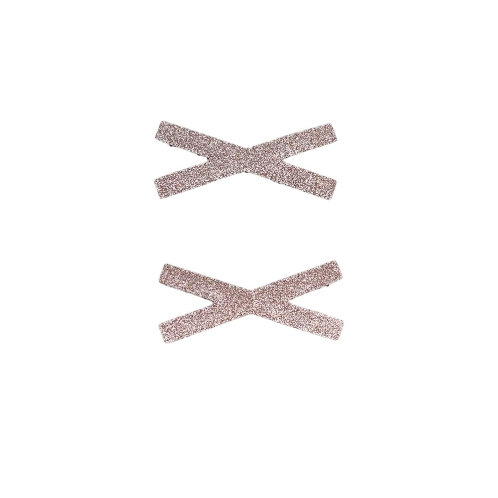 Kamipita Cross X Mini Type, 1.96 * 0.82inches, 2-Pack, Non-Stain Hair Clips, Hairpins (Plain Champagne)