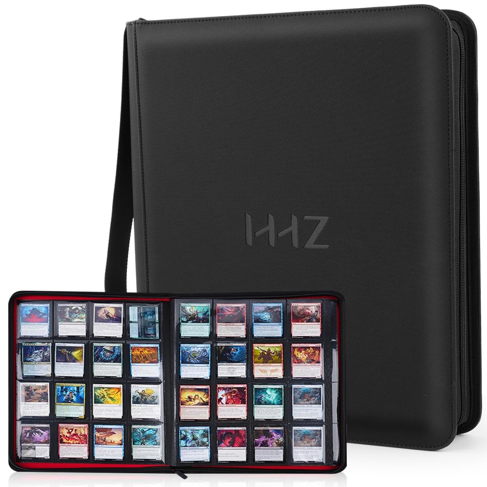 16-Pocket Card Binder - Card Binder Holds 832 Cards with Durable PU Leather & Side Loading for Baseball, Sport, MTG, TCG, PKM, Game Cards, Regular Cards Binder Double Sided Pocket Collector Album