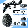 3D Printed Dragon Egg,Dragon Eggs with Dragon Inside Glow in The Dark Articulated Animals Toy, Mystery Easter Egg Articulated Crystal Animals Toy Mystery 3D Gift, Desk Decoration (Black Green) view 3