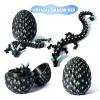 3D Printed Dragon Egg,Dragon Eggs with Dragon Inside Glow in The Dark Articulated Animals Toy, Mystery Easter Egg Articulated Crystal Animals Toy Mystery 3D Gift, Desk Decoration (Black Green) view 4