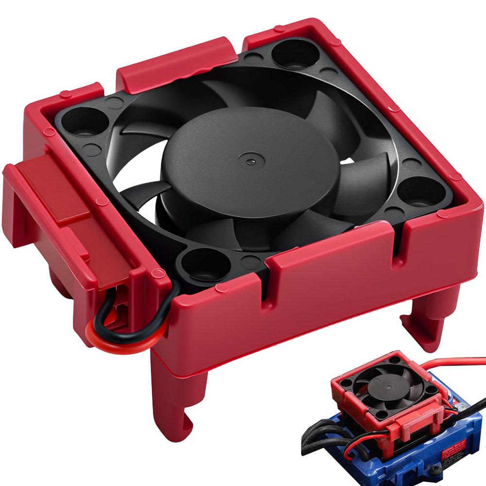 Fraizoe RC VXL-3s ESC Heat Sink Cooling Fan 28000RPM ESC Fan Heatsink for 1/8 1/10 RC Car Truck, Compatible with Traxxas Bandit/Slash/Stampede/Rustler 2WD/4X4 VXL-3s, Replace for #3340 Velineon (Red)