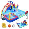 BKNROIHB 10-in-1 Inflatable Water Park Bouncing House with Splash Pool, Water Gun, Basketball, Climbing Wall, Dual Pools, and Soccer view 1
