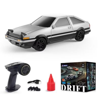 1/43 RC Drift Car, 3CH High Speed Remote Control Racing Vehicle, 15KM/H High Speed Rechargeable Car, Gift for Adults & Hobbyist (RTR Version/White & Black)