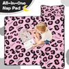 Personalized Toddler Nap Mat for Girls Custom Name Leopard Print Sleeping Bag with Pillow & Blanket Soft & Portable for Daycare, Preschool & Kindergarten view 3