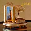 KWASVLYA 3D Wooden Gramophone - Dual-Motion Music Box & Rotating Photo Frame with LED Lights | Vintage Gram-Style Memory Display | 3D Puzzle Music Box - Thanksgiving/Christmas/Birthday Gifts view 1