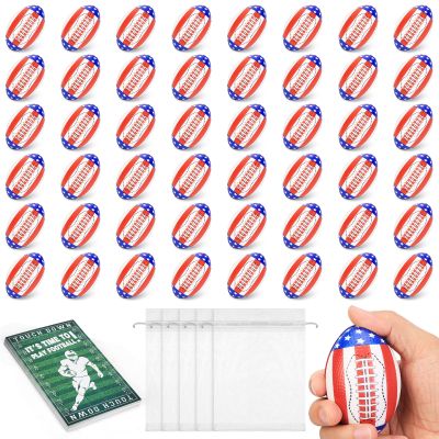 48 Pcs 3.3" Mini Football Stress Balls, Mini Foam Football for School Rewards, Superbowl Decoration Party Favor, Themed Party Supplies Decorations (48 Pcs)