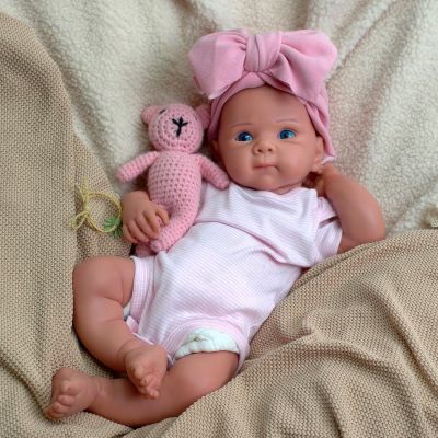 19 Inch Realistic Reborn Baby Doll - 8lb Full Solid Silicone Body, Lifelike Newborn with Open Eyes, Anatomically Correct Toddler Doll Collector Item