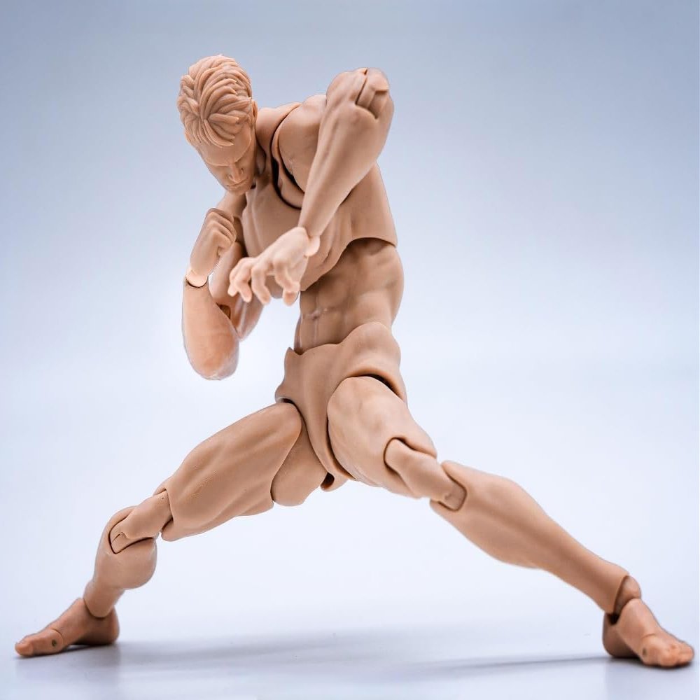 1/12 Scale Male Action Figure, 6 Inch Super Flexible Muscular Man Body Action Figure, 1/12 Strong Muscle Man Bodybuilder Figure Model with Detachable Hands Gesture Shapes Accessories (Suntan skin)